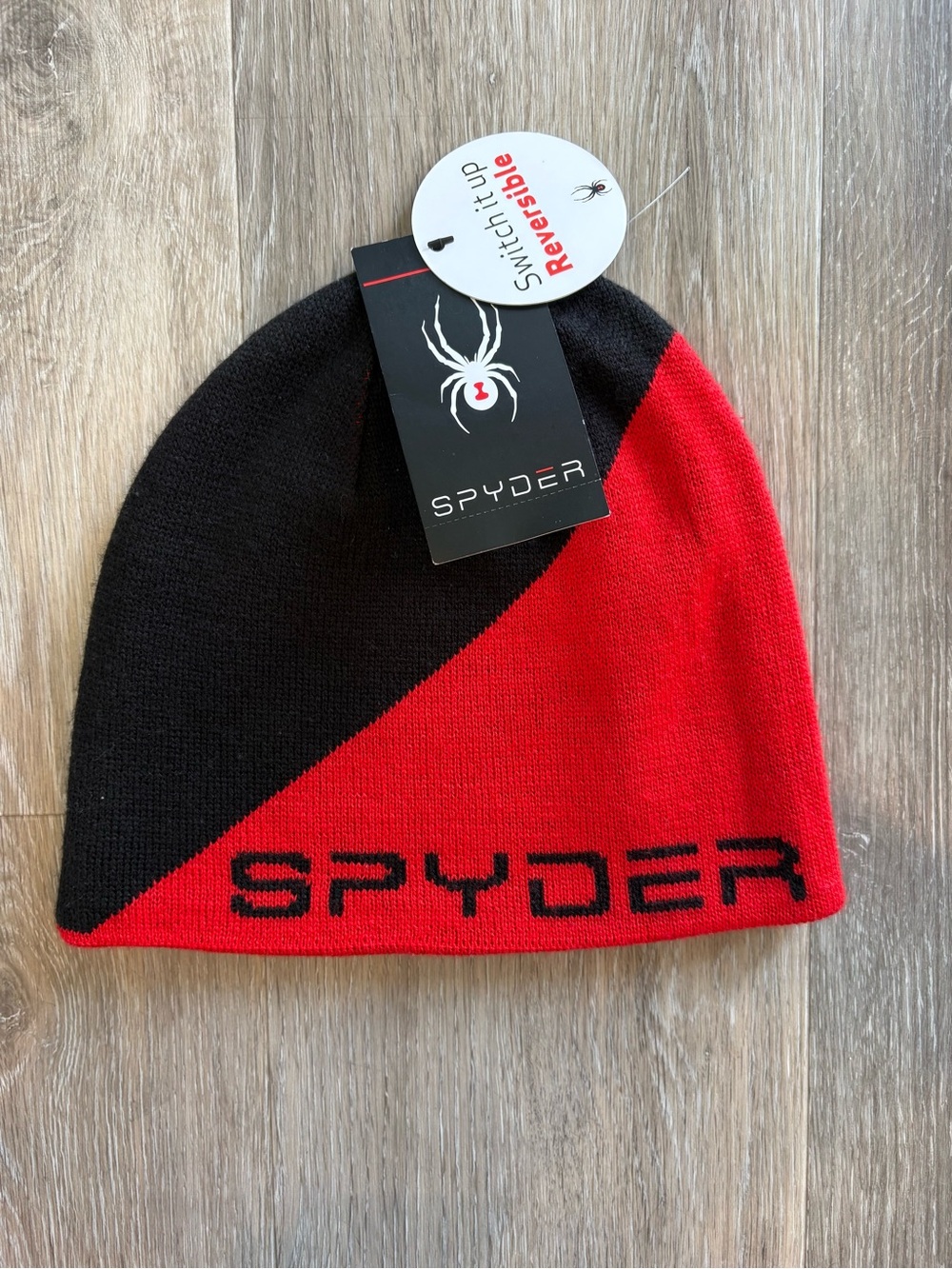 Spyder Men’s Red and Black Reversible Knit Beanie